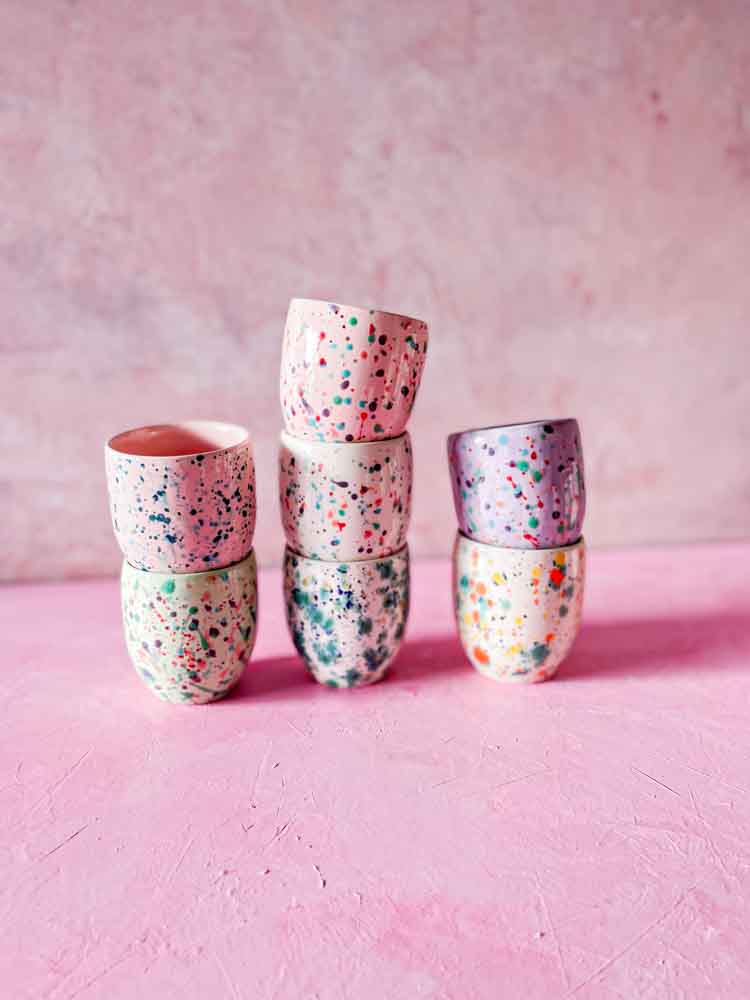 ceramic espresso mug without handle with splash
