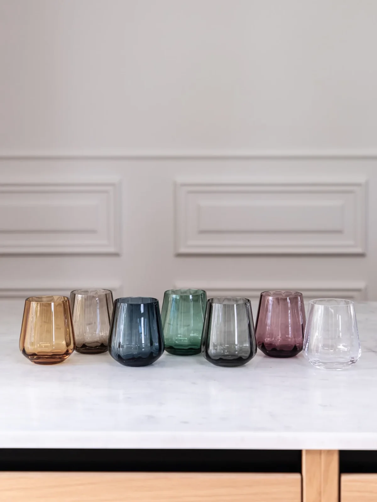 meadow glass, drink glass, water glass, table cover, spectrum,