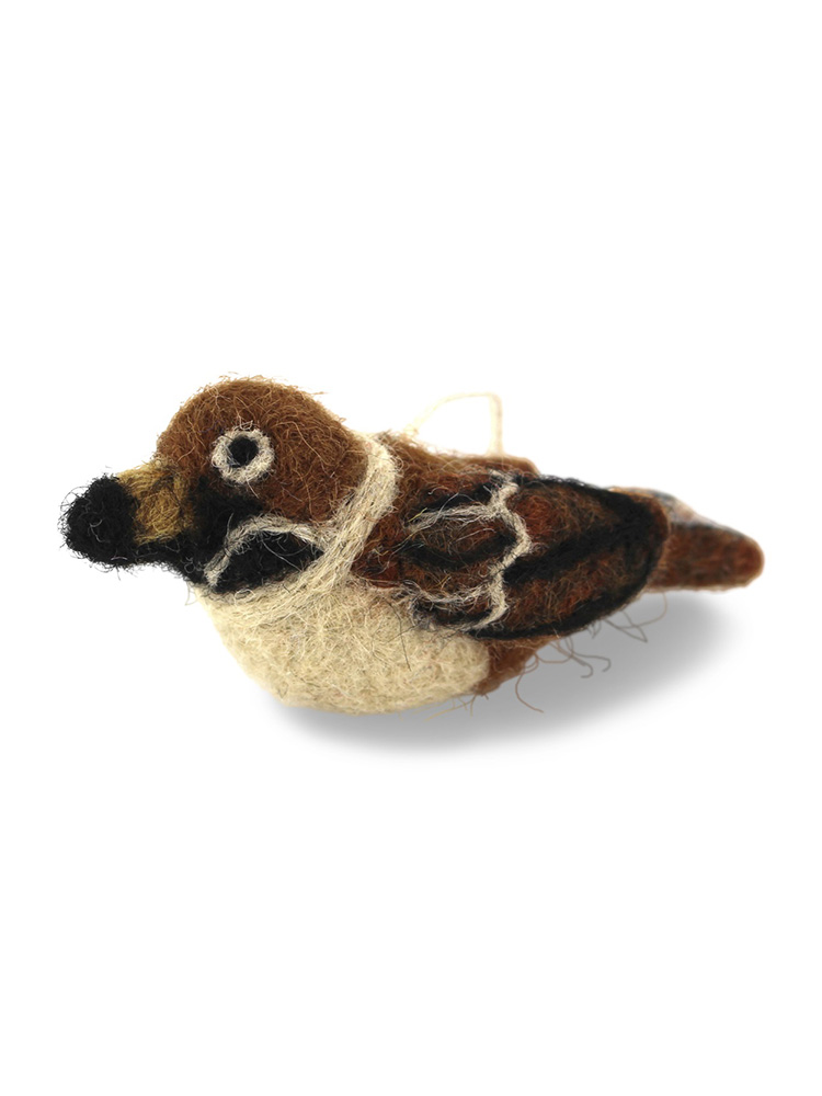 fairtrade Felt woolen ornaments from Gry & Sif - sparrow