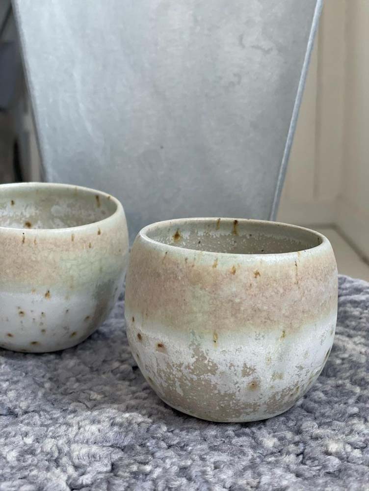 Trine lise ceramic cortado cups. remix by Sofia, cups, espresso cups