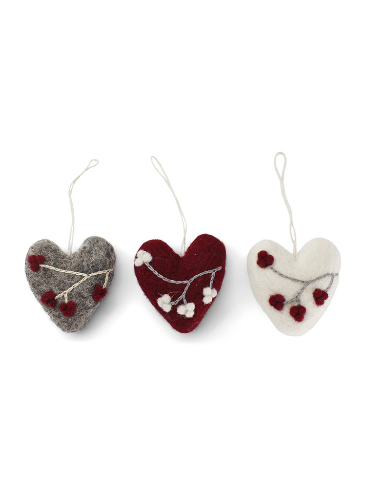 kry og sif, kry & kry & sif, felt, felt ornaments, fair trade, Christmas hearts
