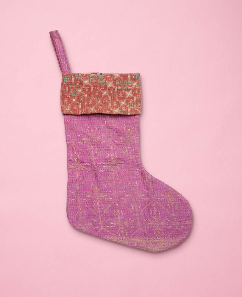 Kantha Large Christmas sock - no. 39