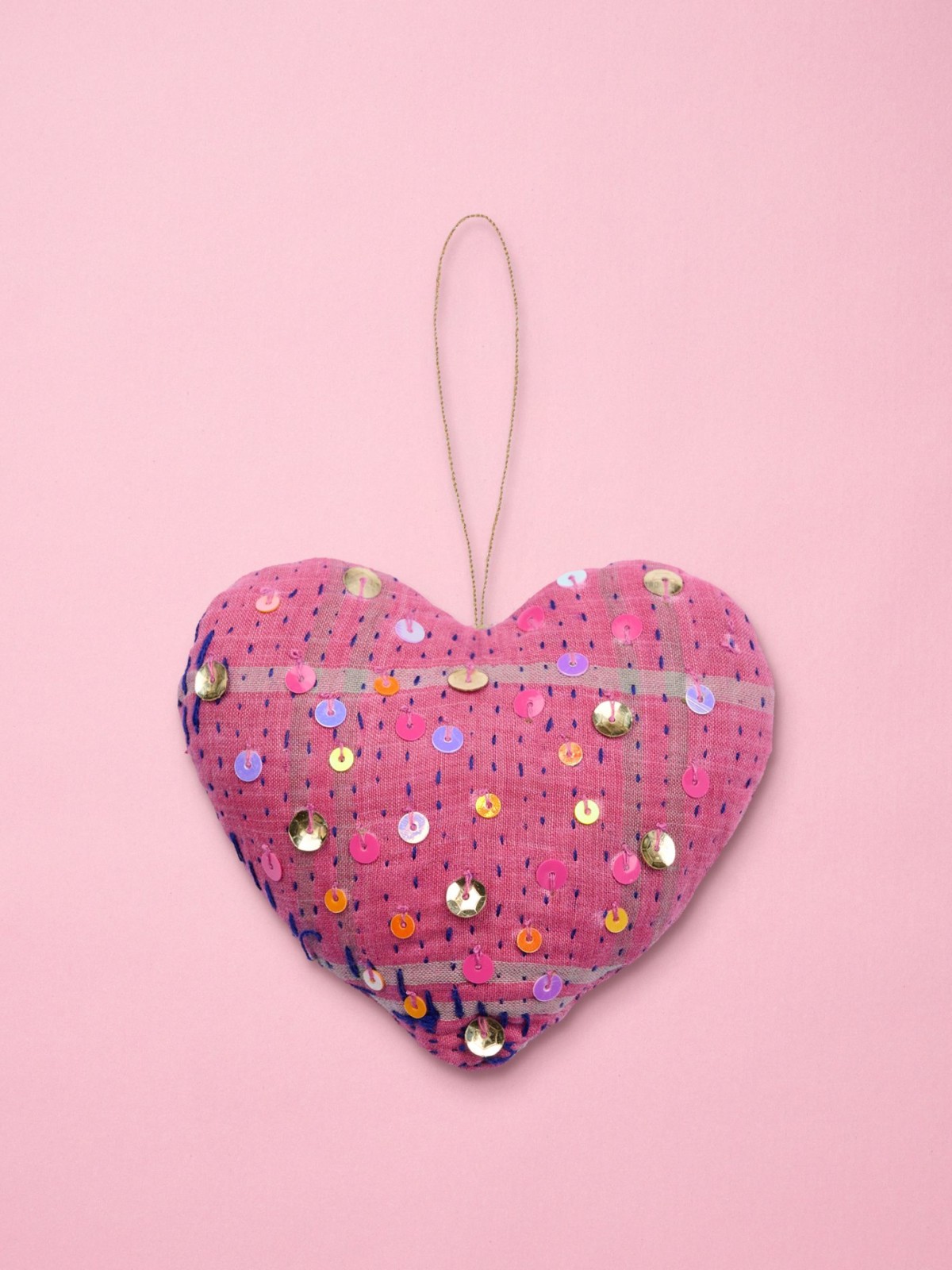Christmas tree ornaments from sissel edelbo - heart in kantha