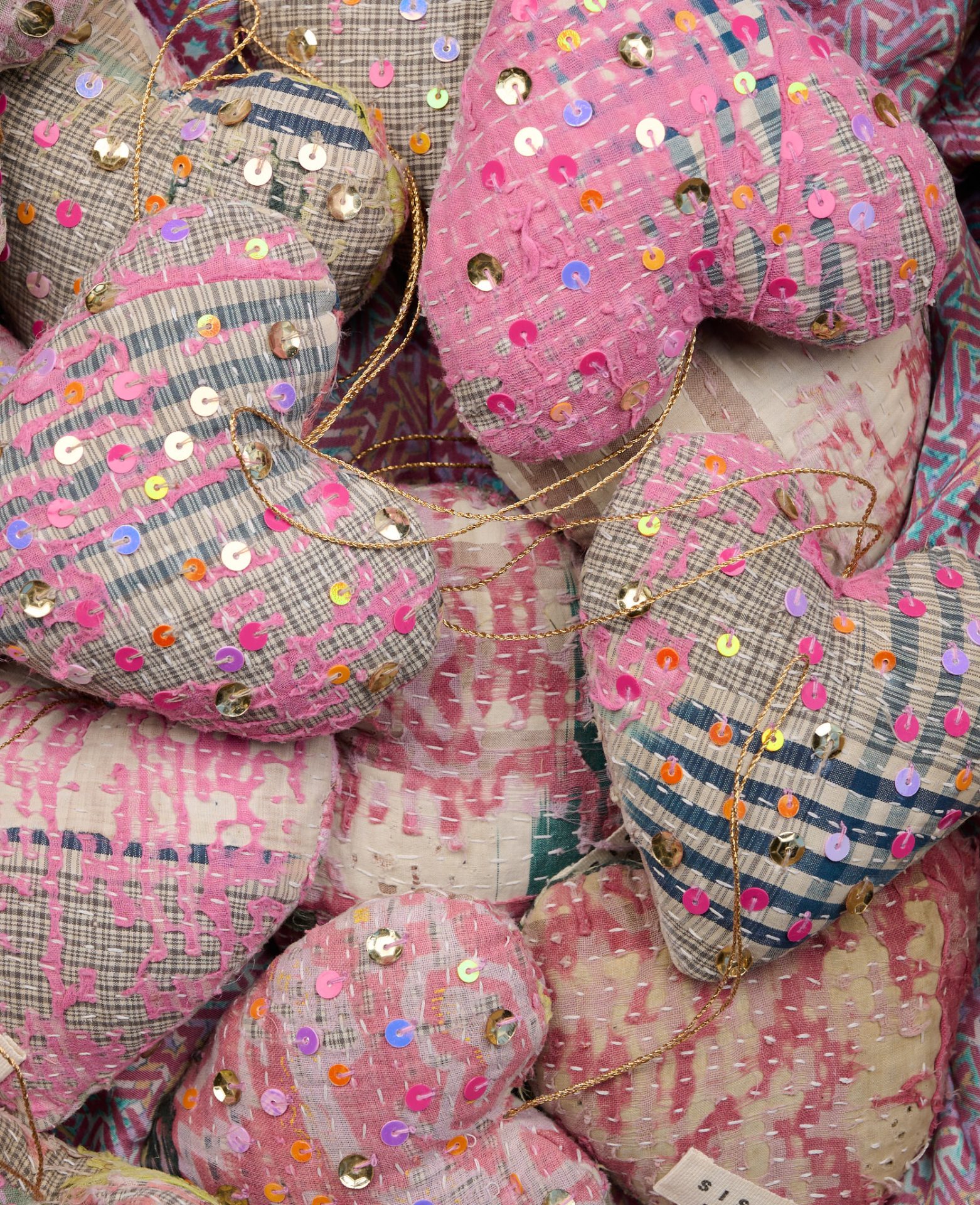 Christmas tree ornaments from sissel edelbo - heart in kantha