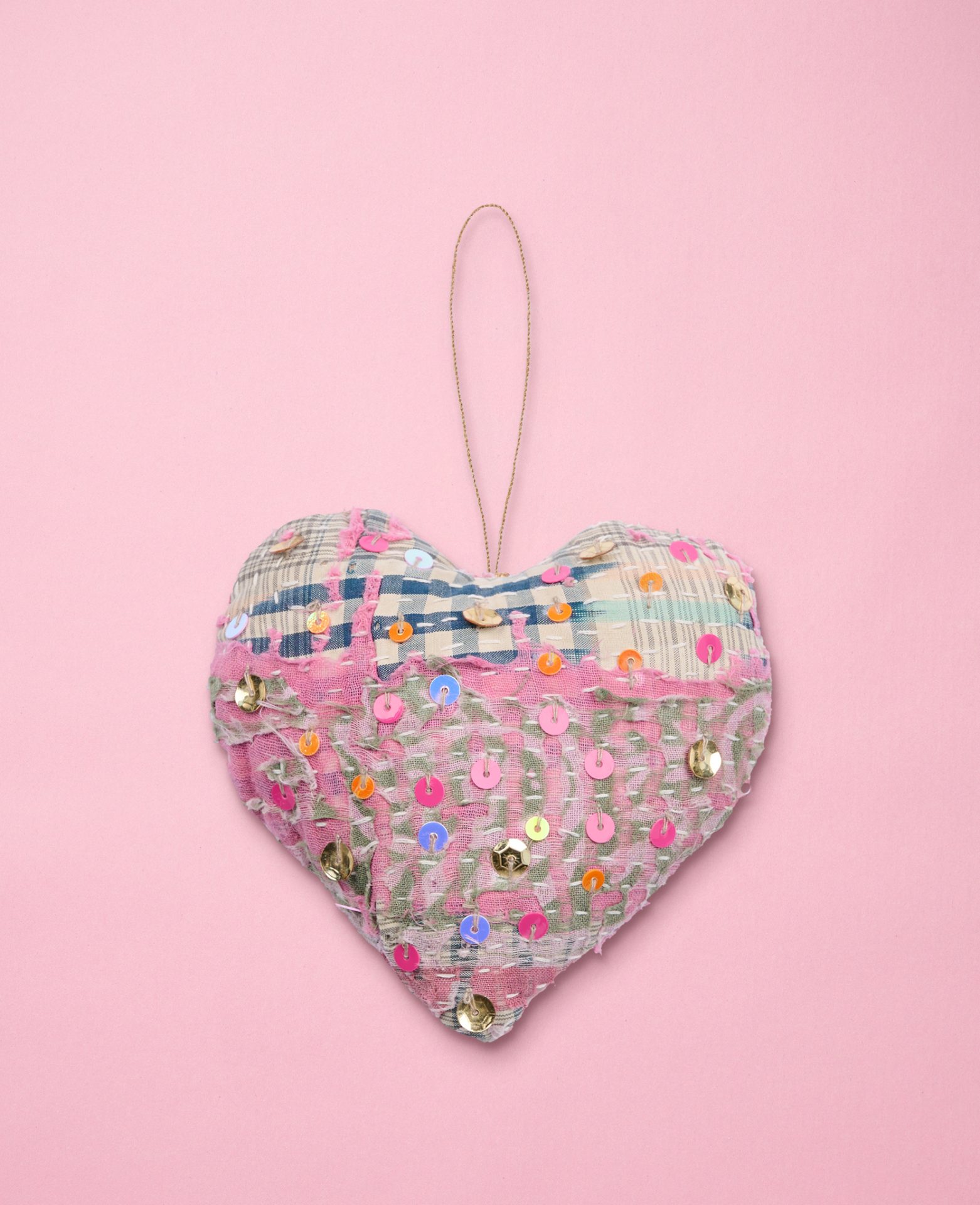 Christmas tree ornaments from sissel edelbo - heart in kantha