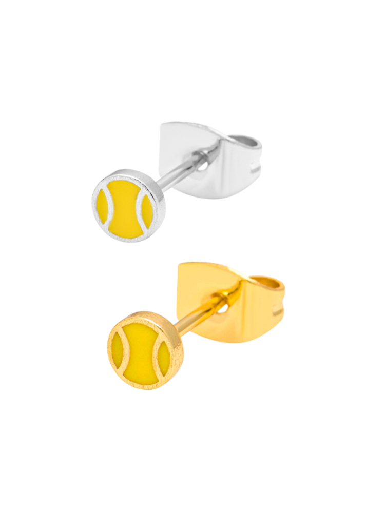 lulu copenhagen earring with tennis balls in both silver and gold