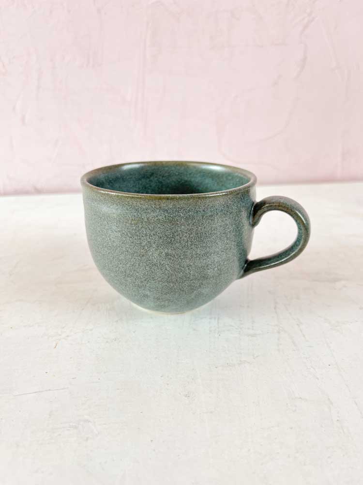 ceramic cup in dusty blue