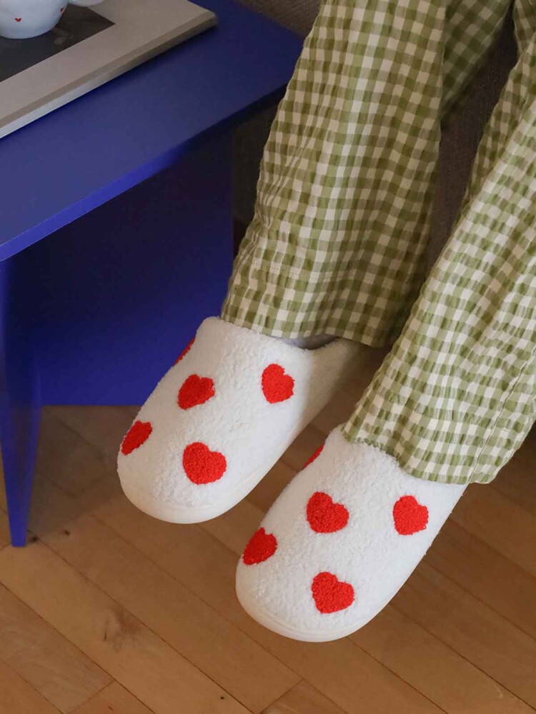 shoes white with small red hearts