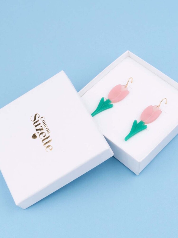 Earrings tulips in pink