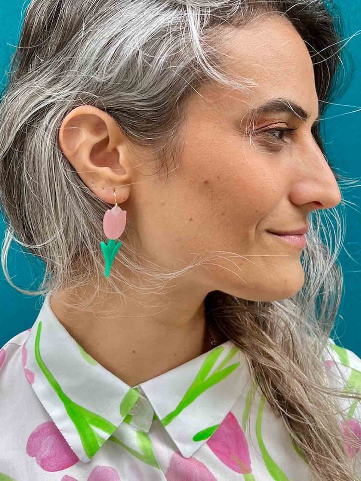 Earrings tulips in pink