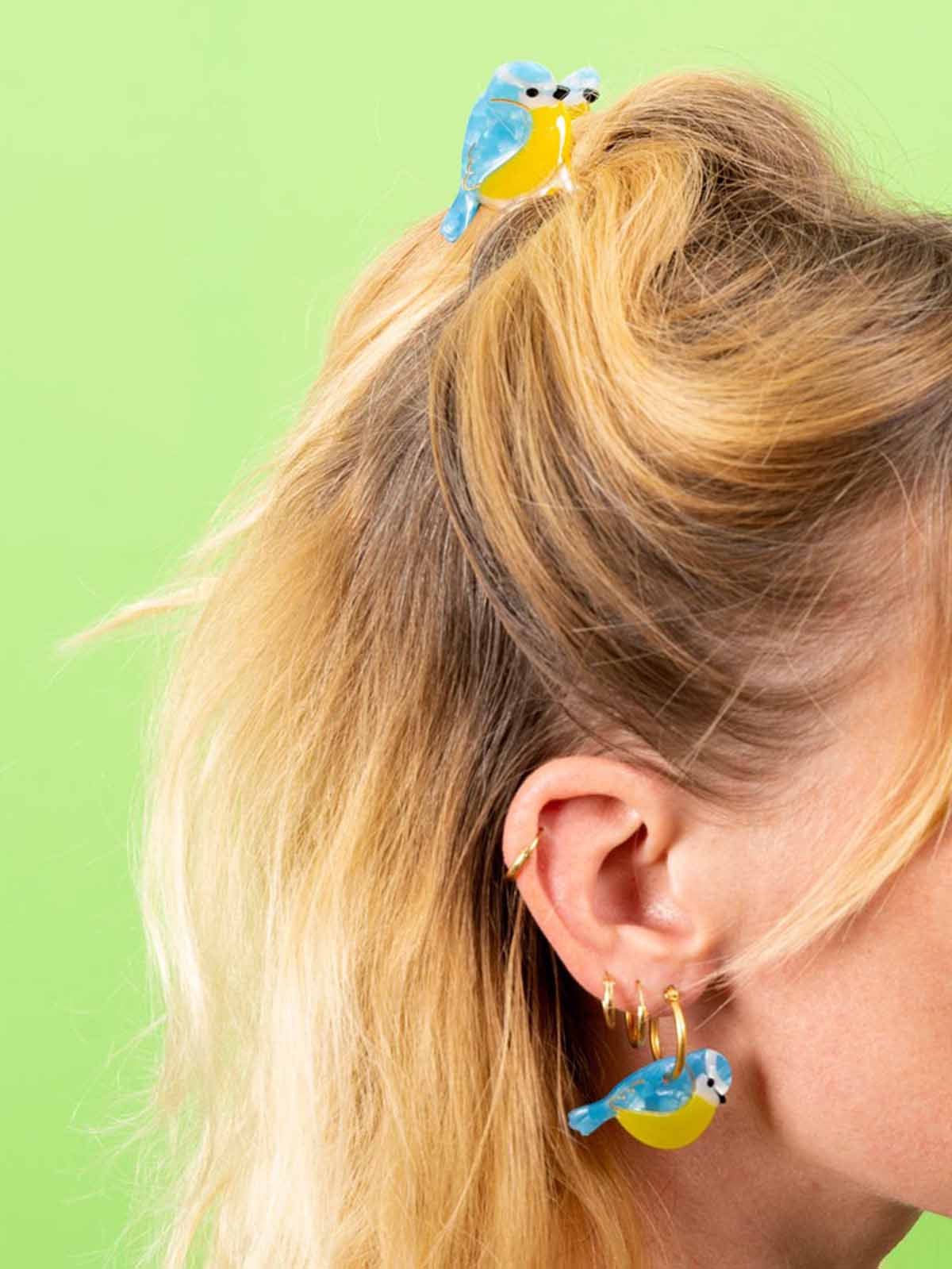 earrings with birds - blue tits