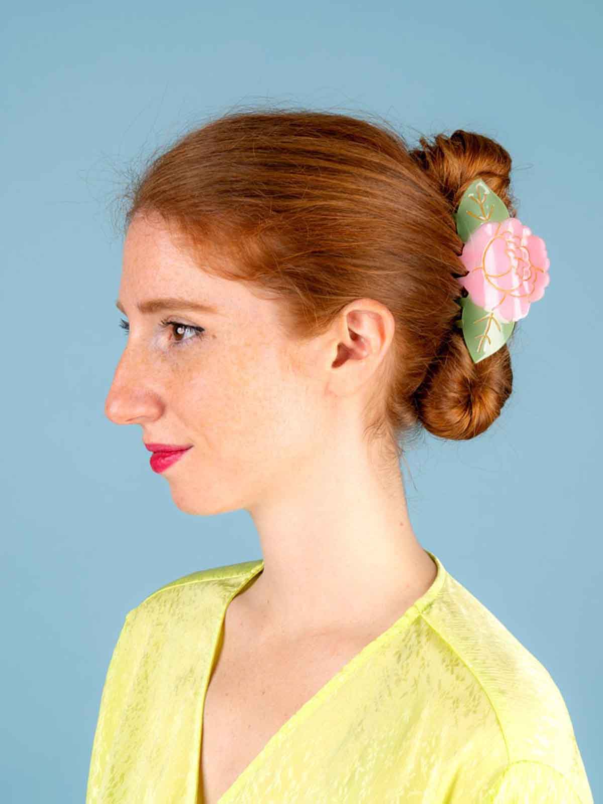 hair clip pink flower cou cou suzette