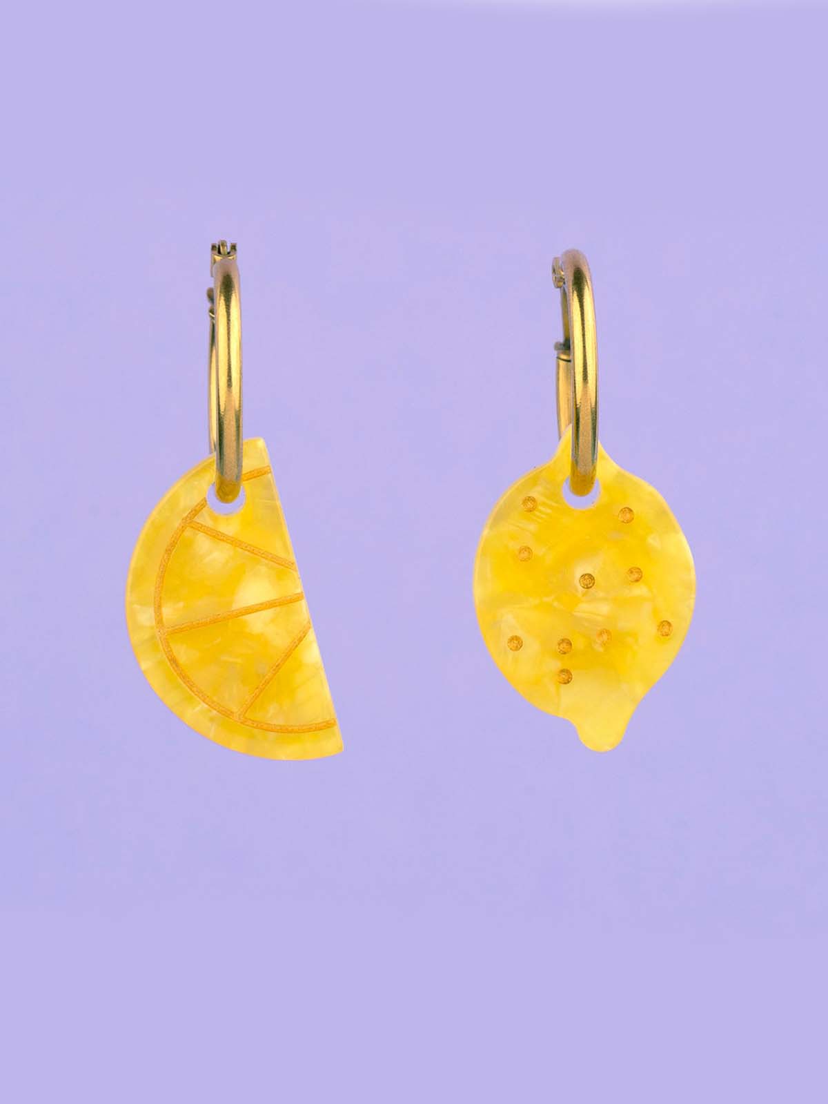 earrings with lemons yellow