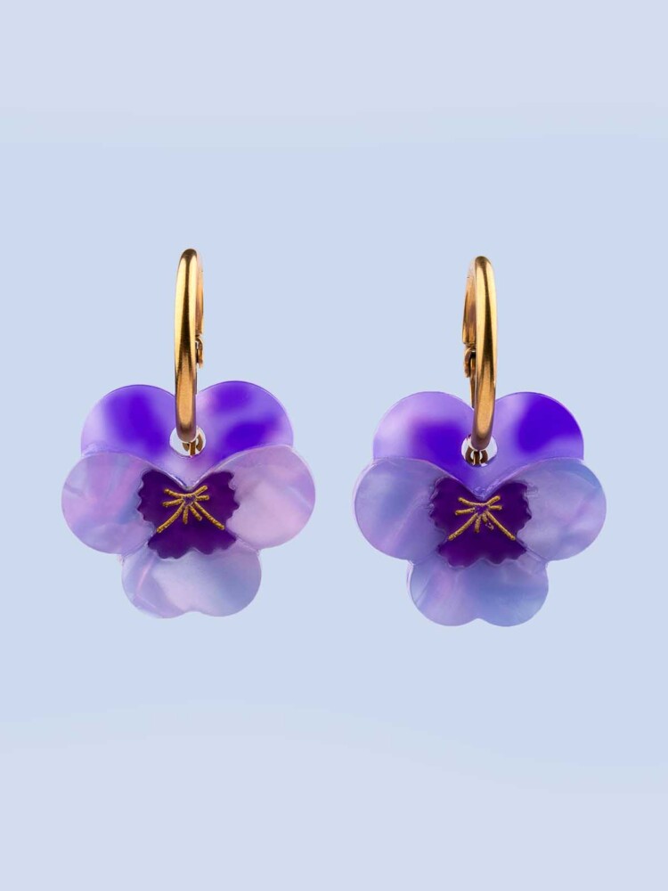 purple earrings with stepmother flowers cou cou suzette