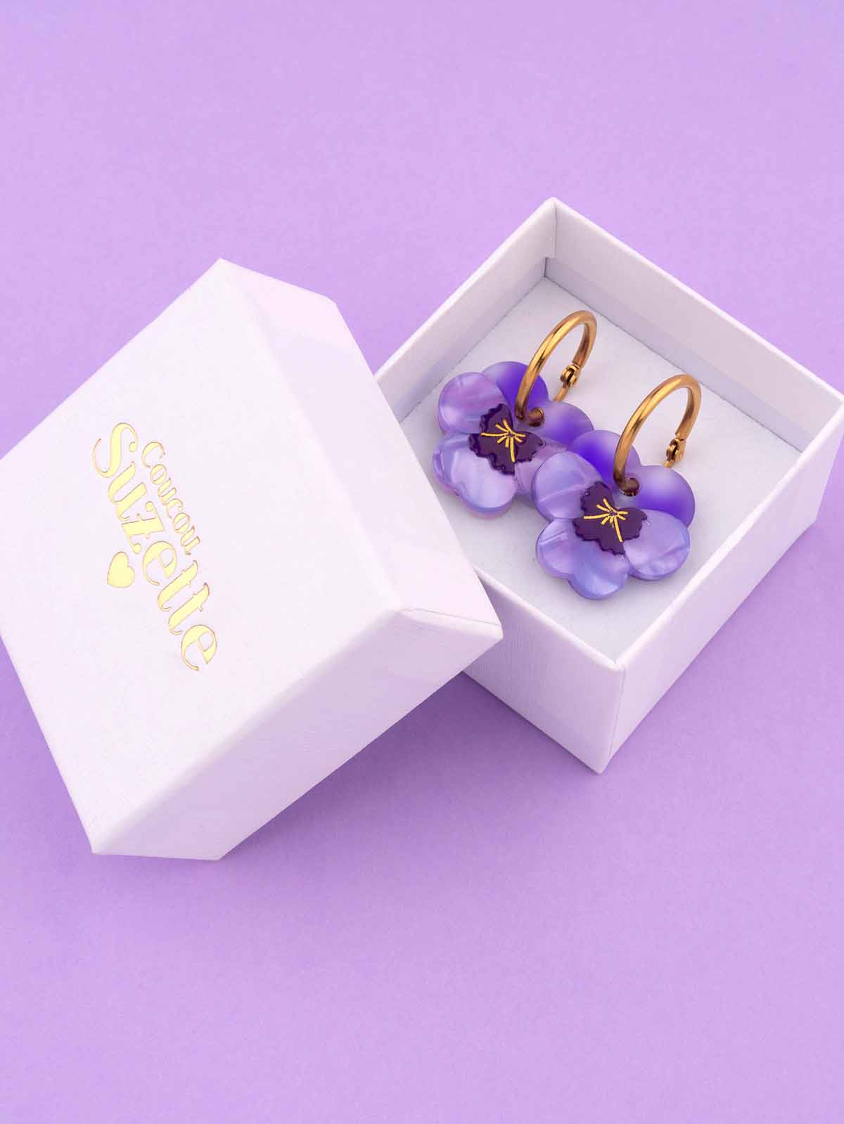 purple earrings with stepmother flowers cou cou suzette