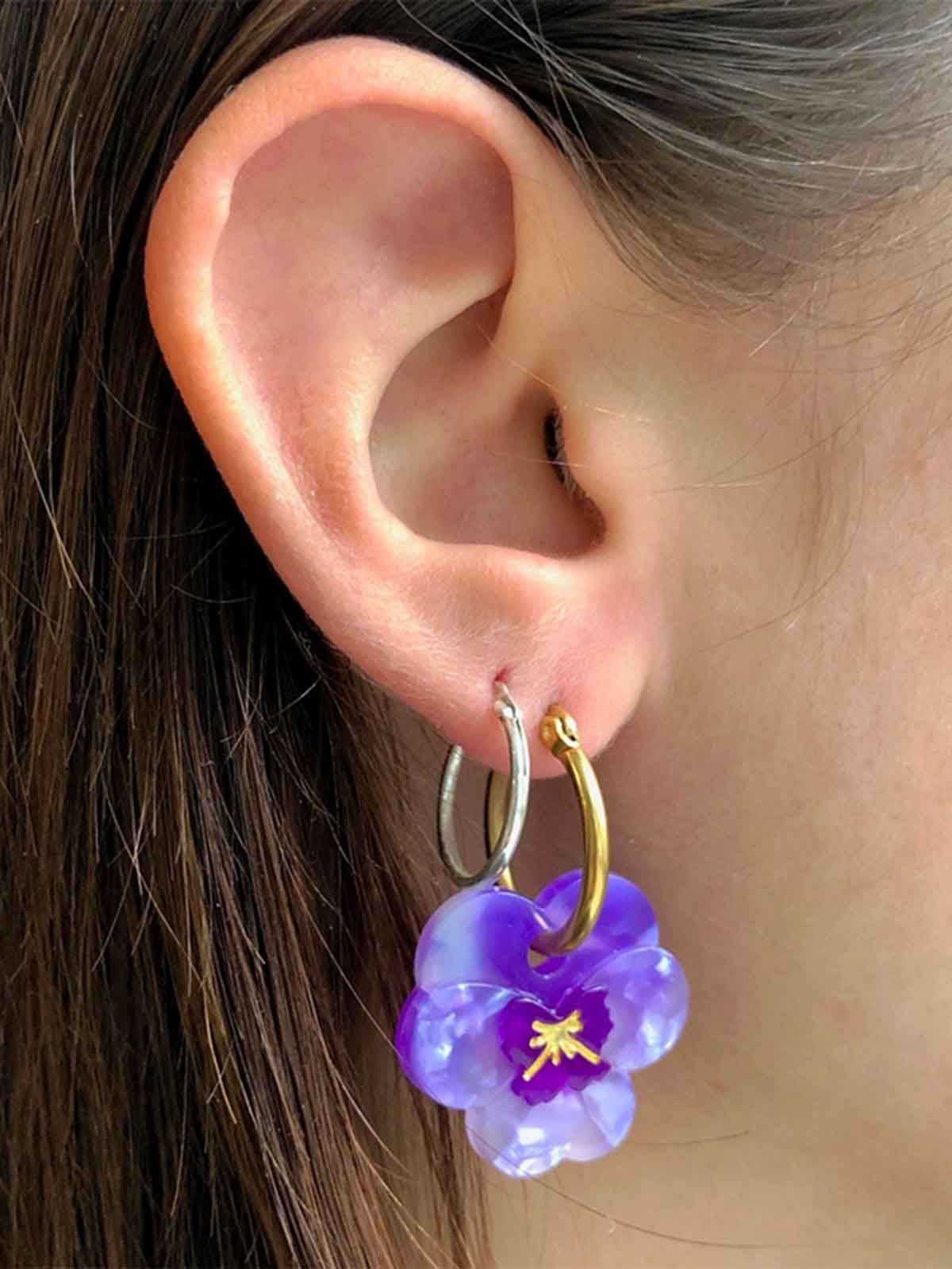 purple earrings with stepmother flowers cou cou suzette