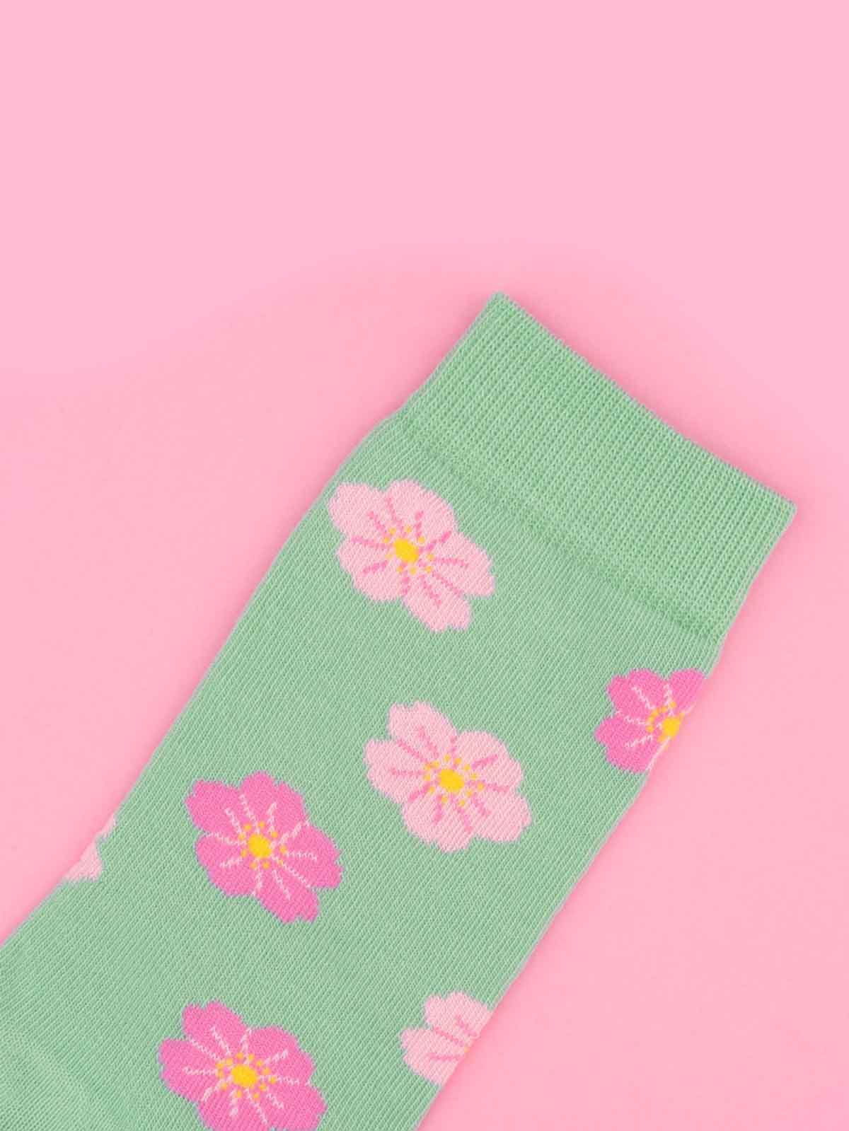 organic cotton socks with cherry blossoms