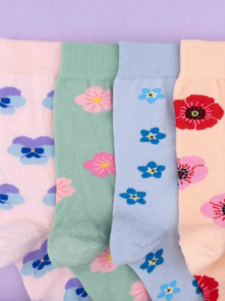 organic cotton socks with flowers