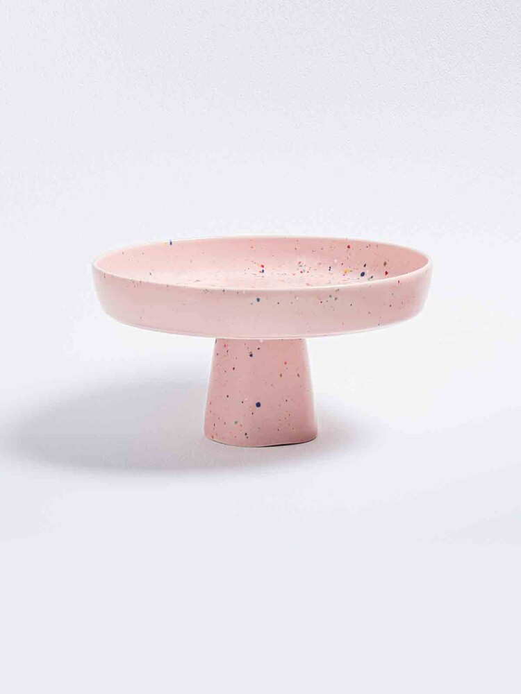 Ceramic cake tray on the base with confetti - Egg Back Home