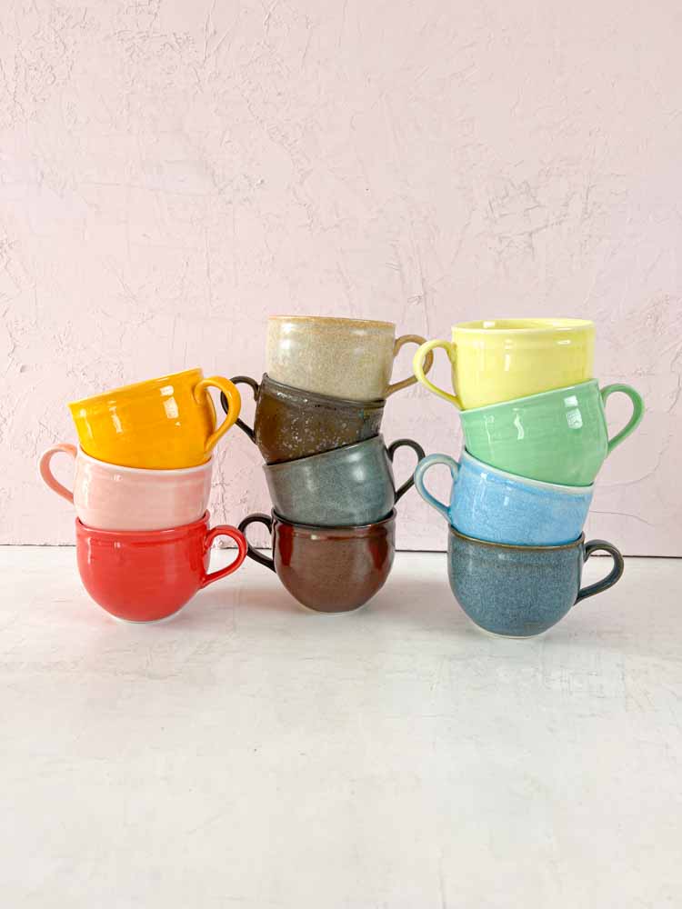 Ceramic cups with small handles