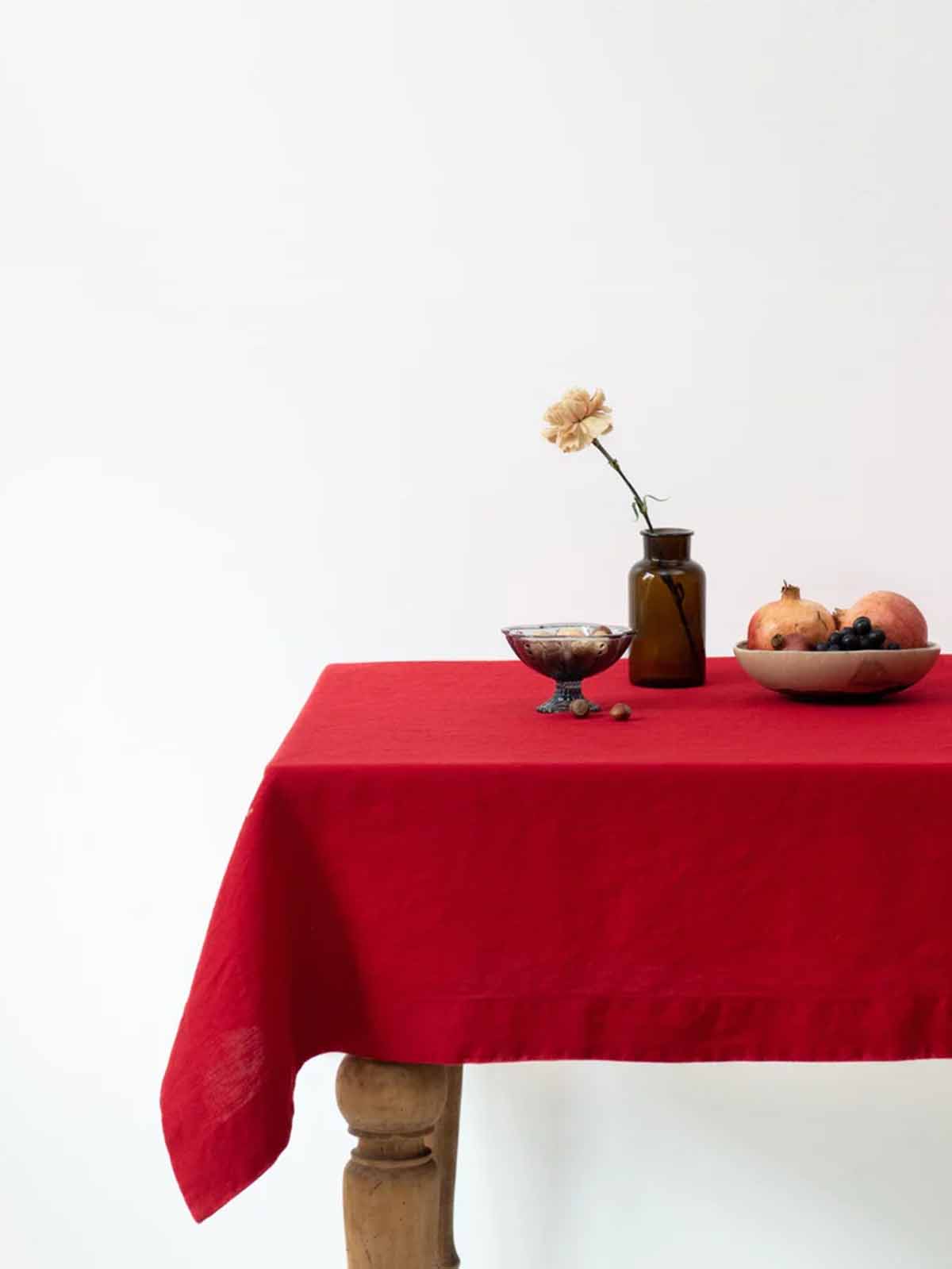 Red Christmas cloth in linen