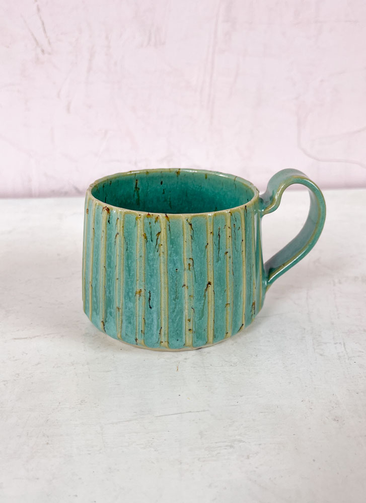 Trine lise ceramics, ceramics, cups with handles, grooved cups. remix by Sofia, cups, coffee cups, pastel cups.