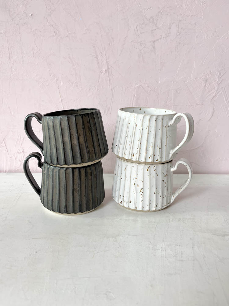 Trine lise ceramics, ceramics, cups with handles, grooved cups. remix by Sofia, cups, coffee cups, pastel cups.