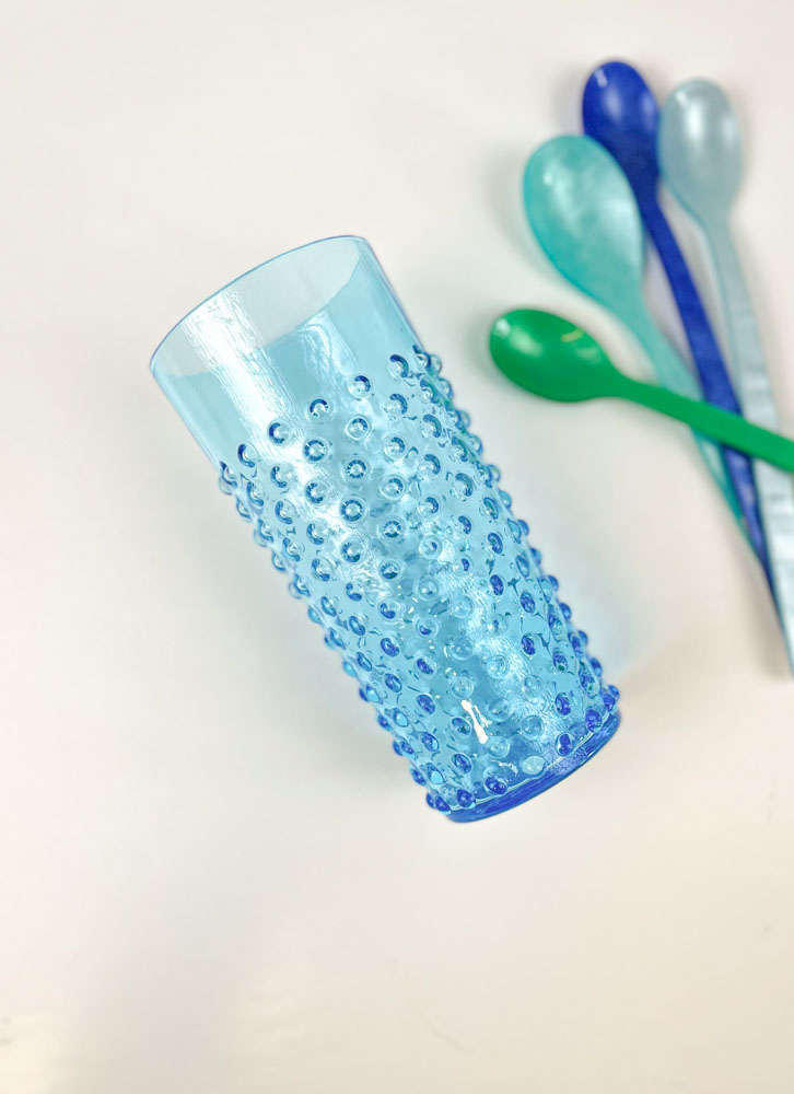 Anna von Lipa long drink porcupine glass in dark aqau