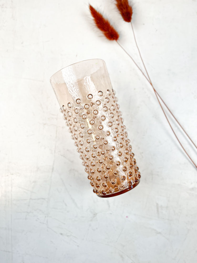mouth blown long drink porcupine glass new brown