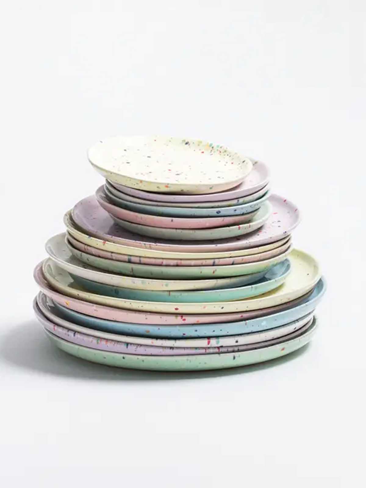 egg bach home plates in stoneware and beautiful pastel colours at remix by sofie