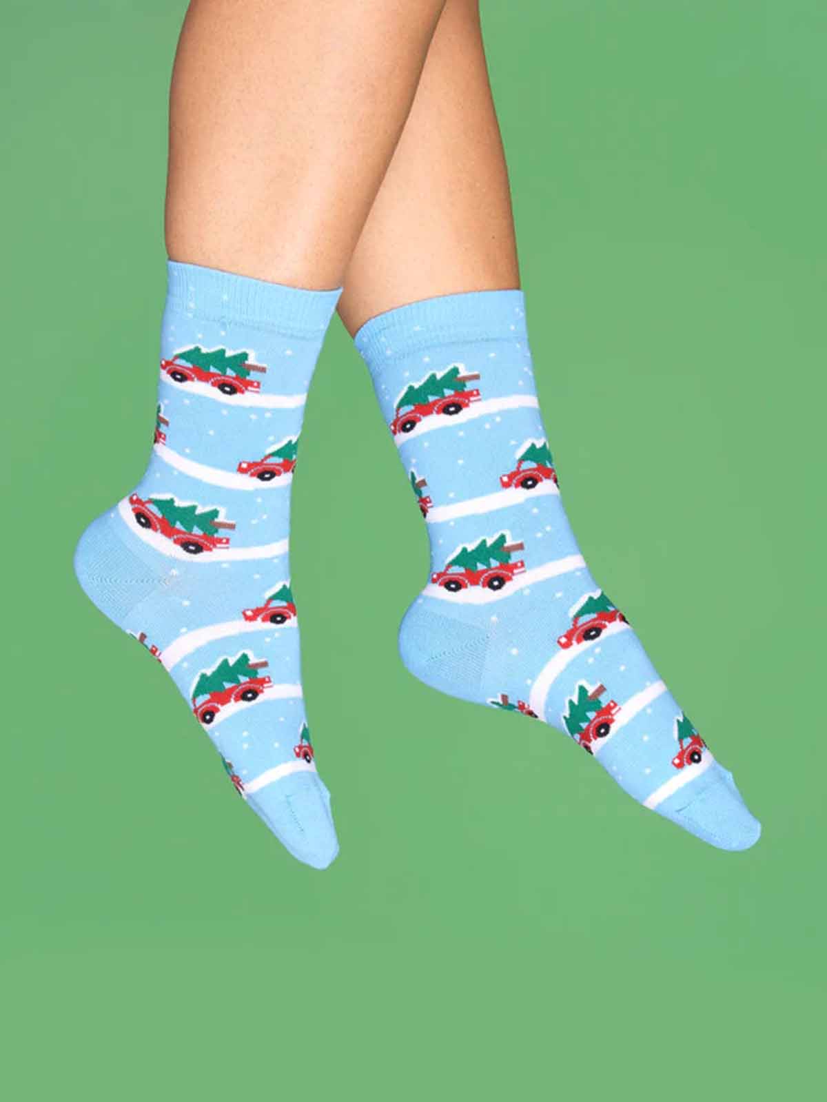 Socks in light blue with Christmas - Coucou Suzette