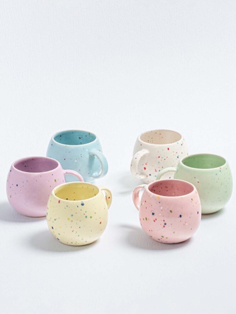 Ceramic cups in pastel colours with confetti - Egg Back Home