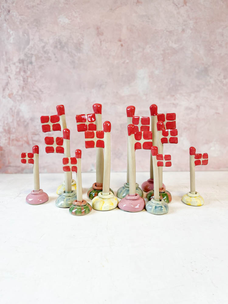 mia lindbirk, flags, handmade flags, ceramic flags,