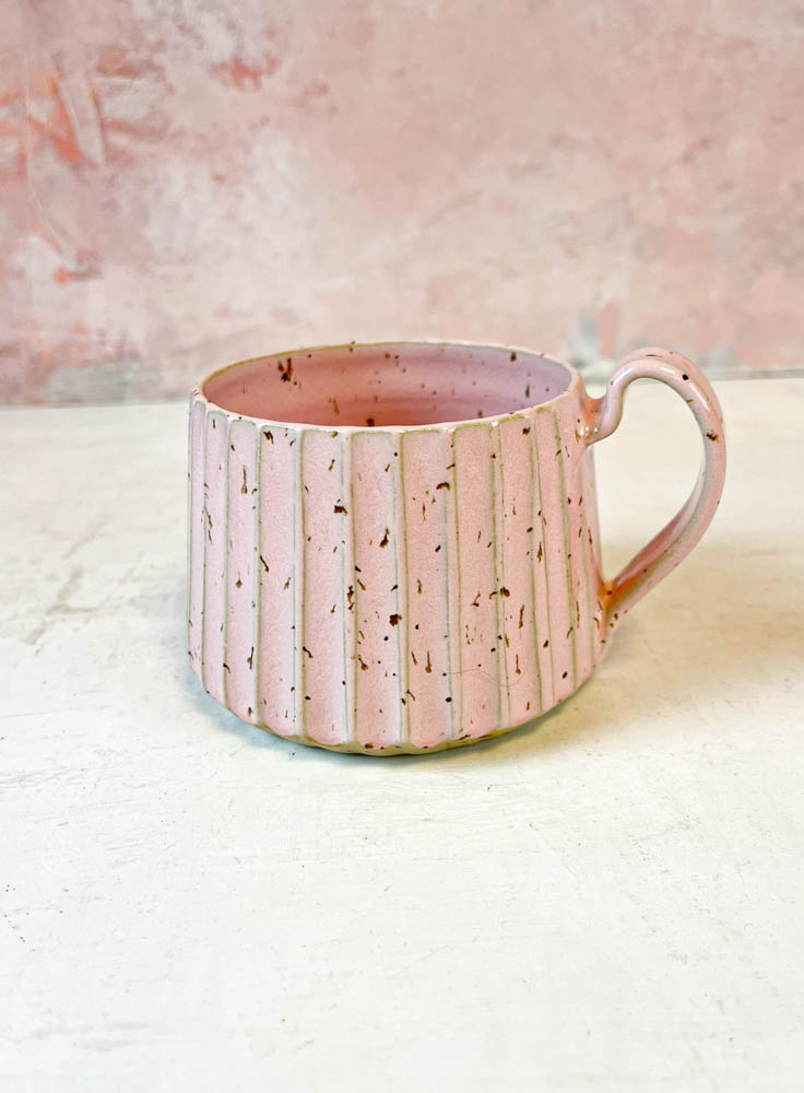Trine lise ceramics, ceramics, cups with handles, grooved cups. remix by Sofia, cups, coffee cups, pastel cups.