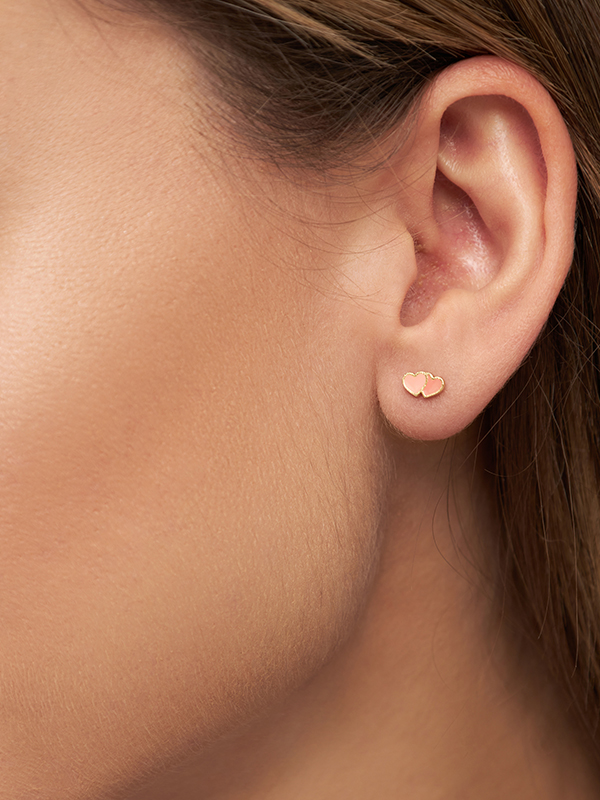 Two hearts in gold, earrings - LULU Copenhagen