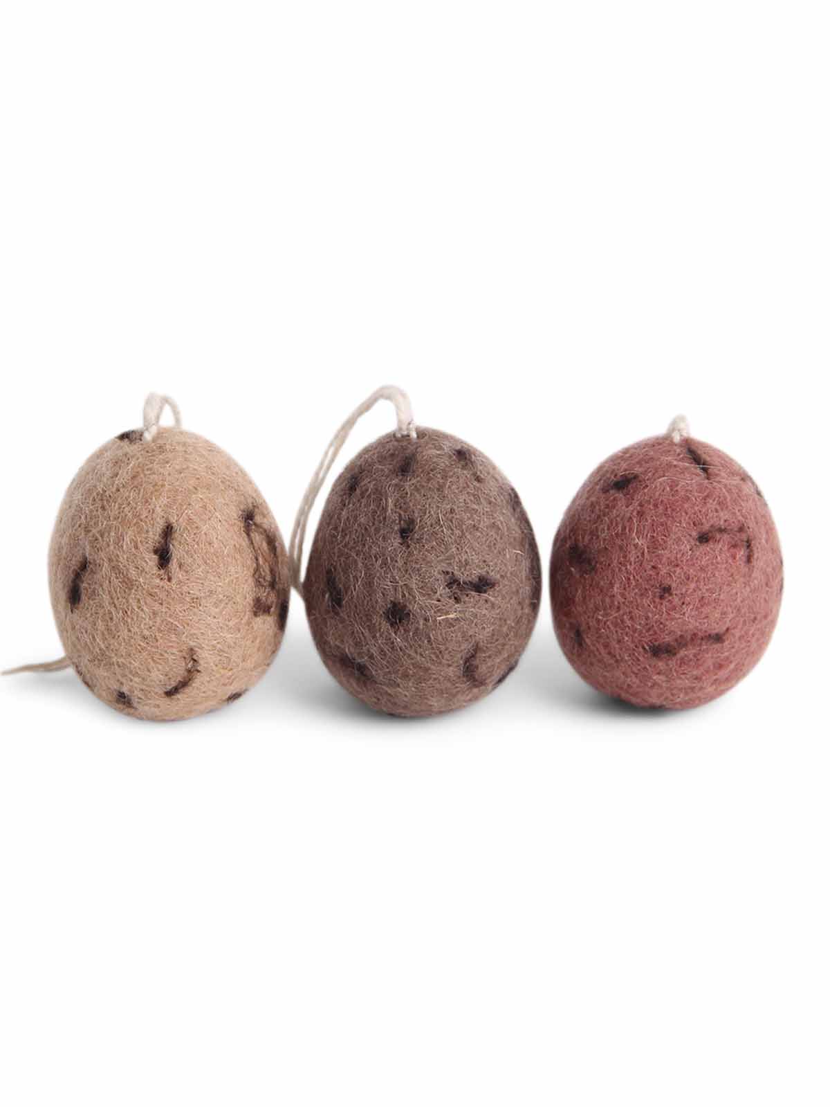 Easter decorations in felted wool - 3 eggs in felt - Gry & Sif