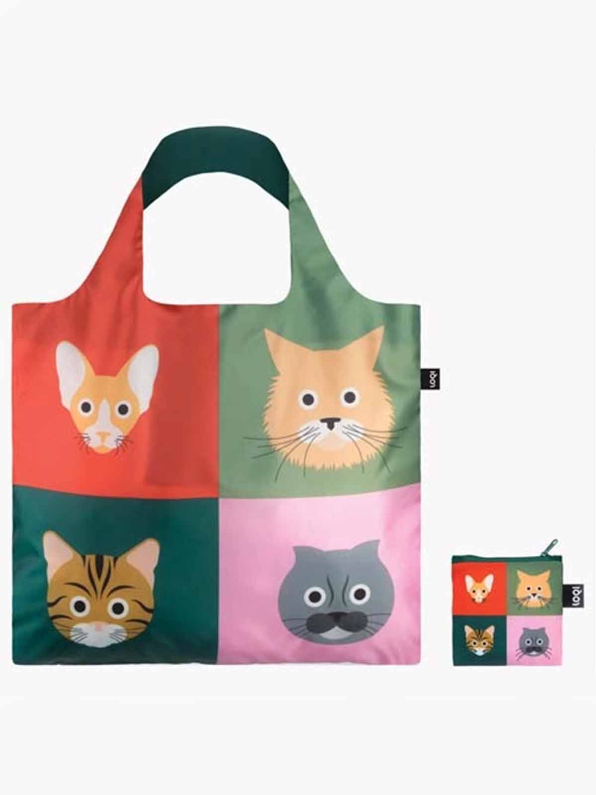 Shopping bag with cats made of 100% recycled plastic from loqi