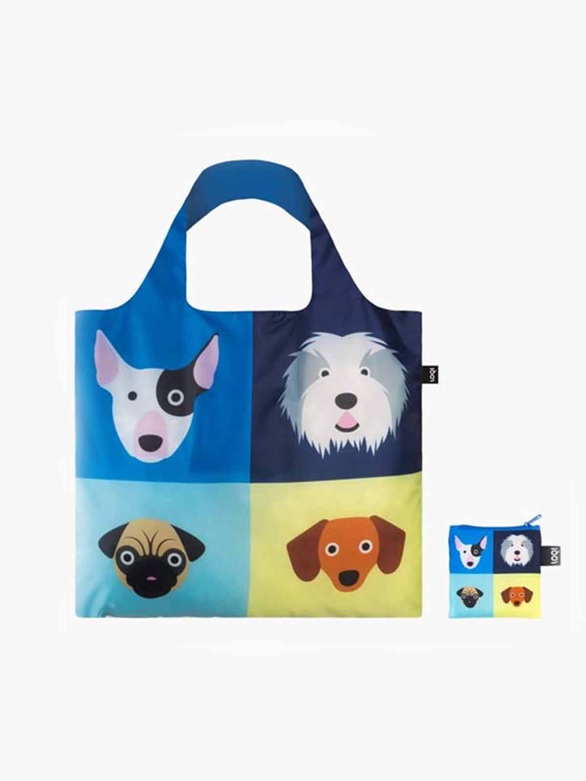 Shopping bag made of 100% recycled plastic from loqi with dogs