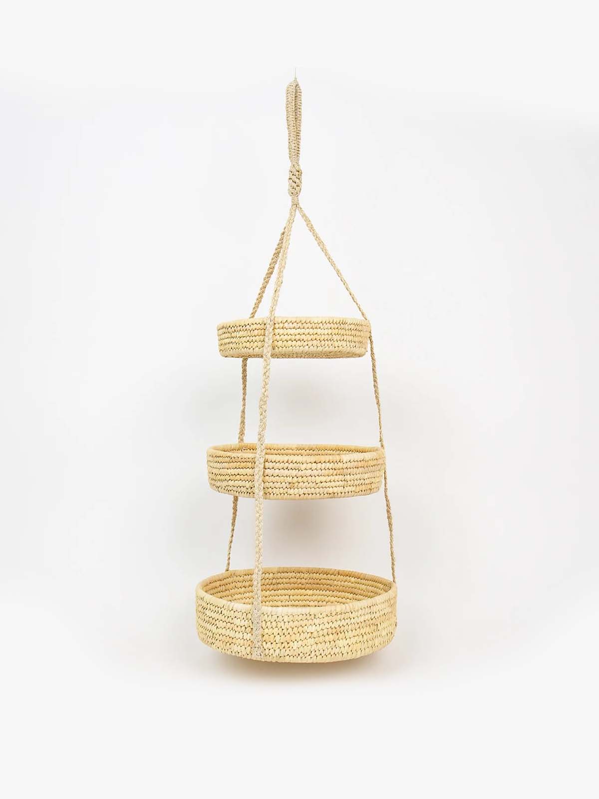 triple basket - hanging basket in palm leaves from Afroart