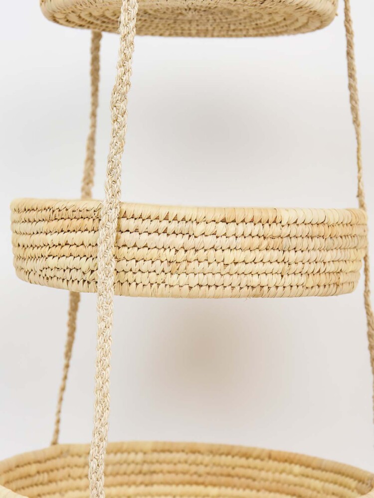 triple basket - hanging basket in palm leaves from Afroart