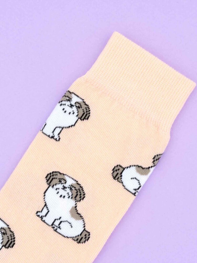 light green with chow chow stockings, stockings with dogs, remix by sofie, cou cou suzette, stockings, stockings in cotton, Italian cotton, stockings produced in cotton,