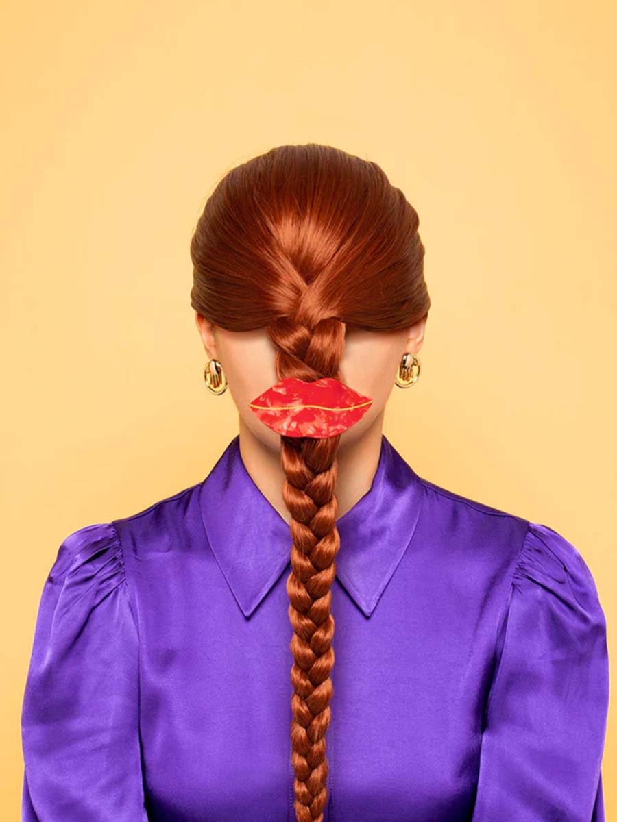 cou cou suzette hair clip red mouth and lips