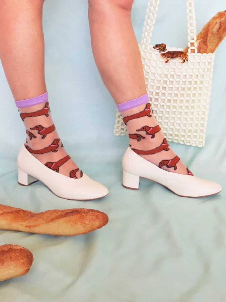 cou cou suzette transparent with dachshunds and purple