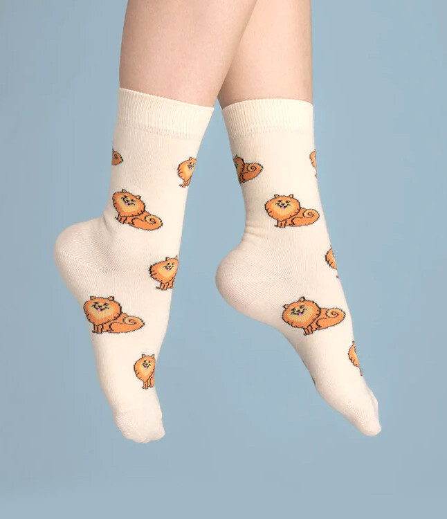 light yellow with spitz, socks with dogs, remix by sofie, cou cou suzette, stockings, stockings in cotton, Italian cotton, stockings produced in cotton,