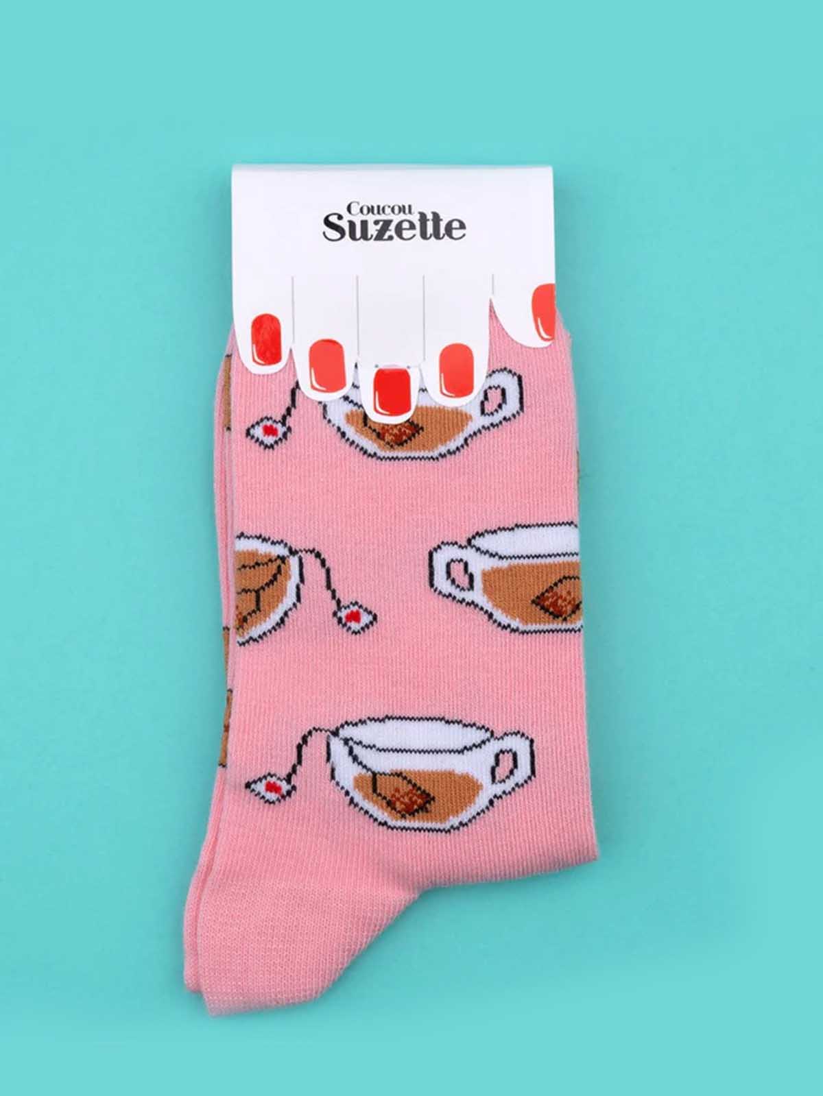 cou cou suzette cotton socks pink teatime