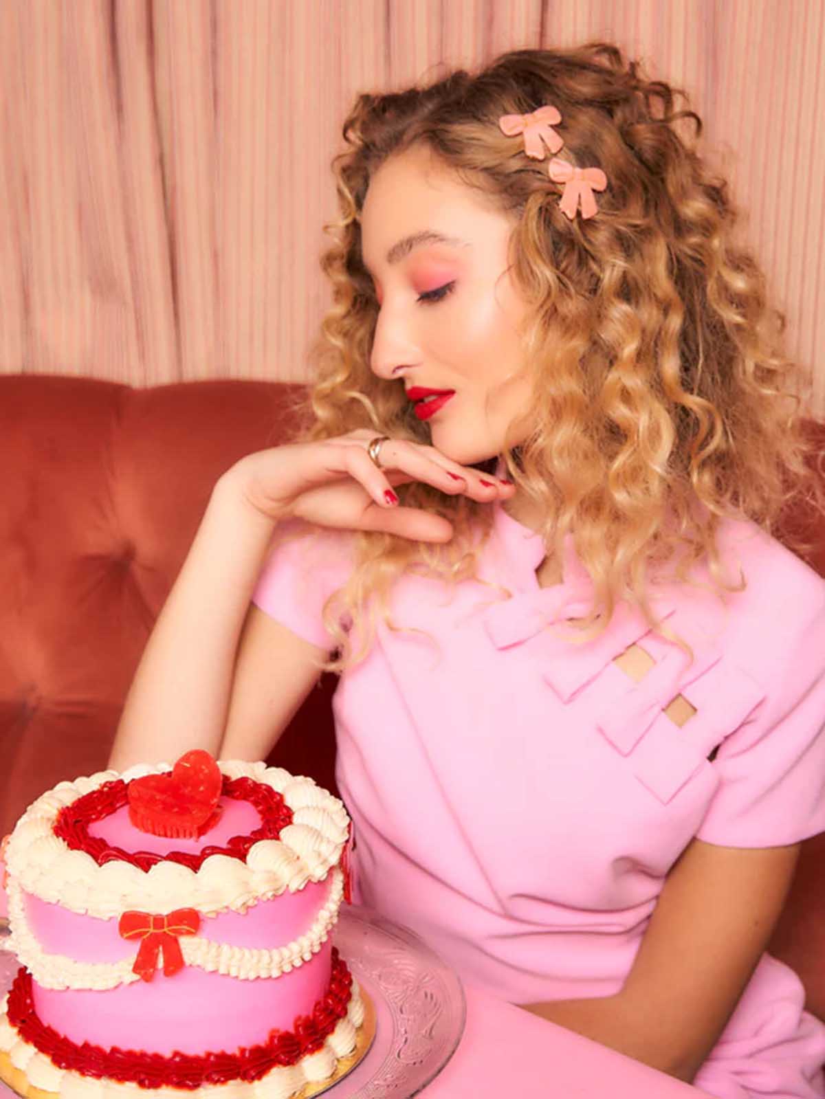 cou cou suzette hair clip with pink or red bow