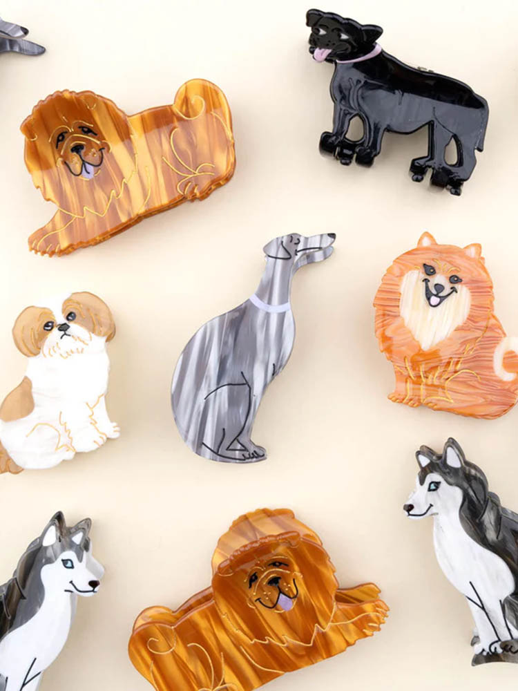 hair accessories, clips with dogs, dog hair clips, hair ornaments, remix by Sofia, cou Cou Suzette, hair clips, hair clips.