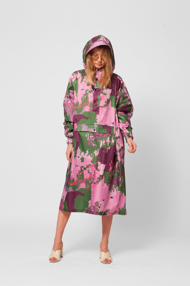 Rain ice rain poncho in recycled plastic digi spring camo