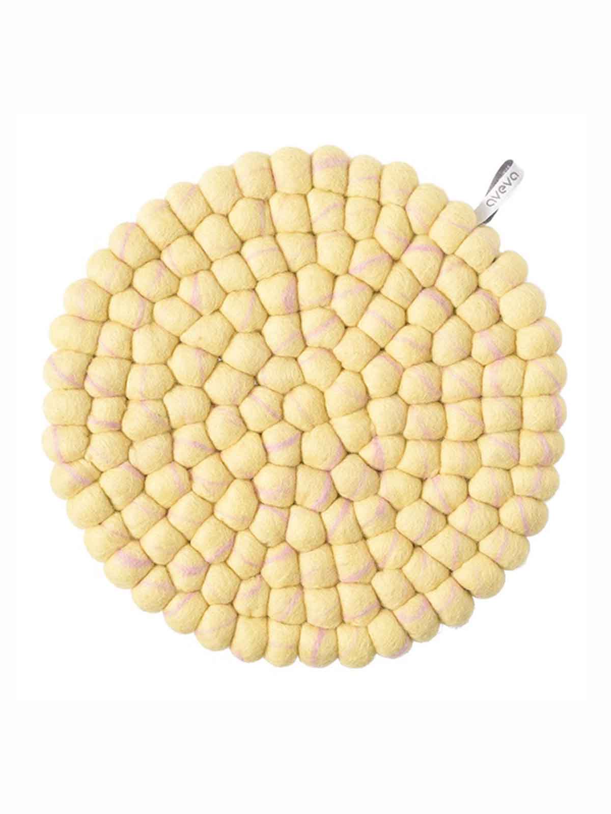 round tablecloth in wool from Aveva in light yellow