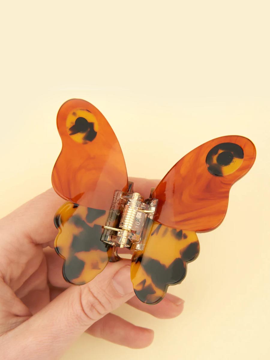 cou cou suzette hair clip with brown butterflies